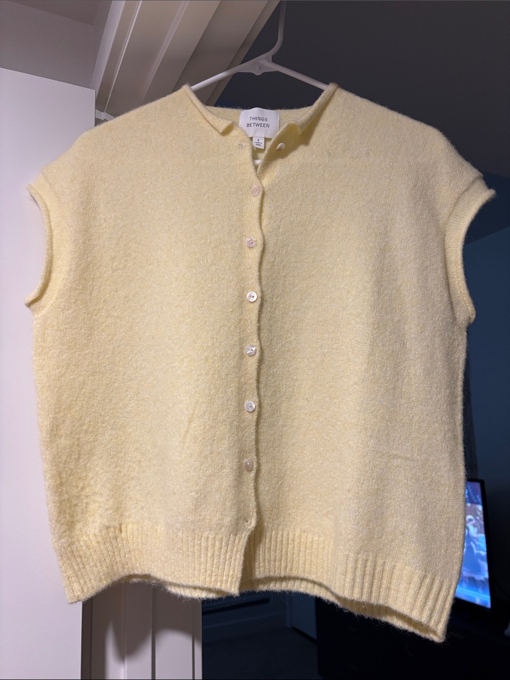 Things in Between Soft Yellow Button-Up Sweater Vest